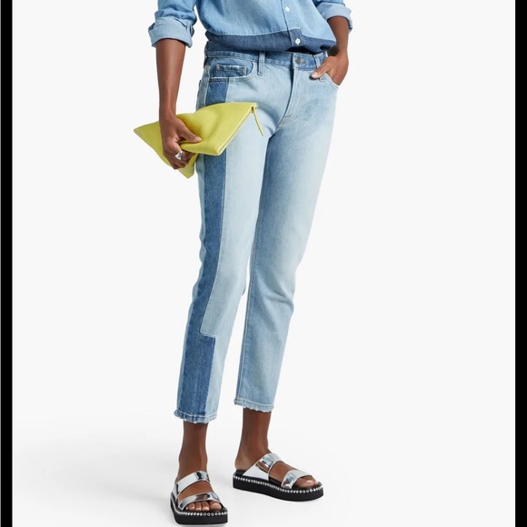 Frame Le Garçon Mid Rise Straight Fit Distressed Unmatched Jeans in size 26 NWT - Picture 1 of 16